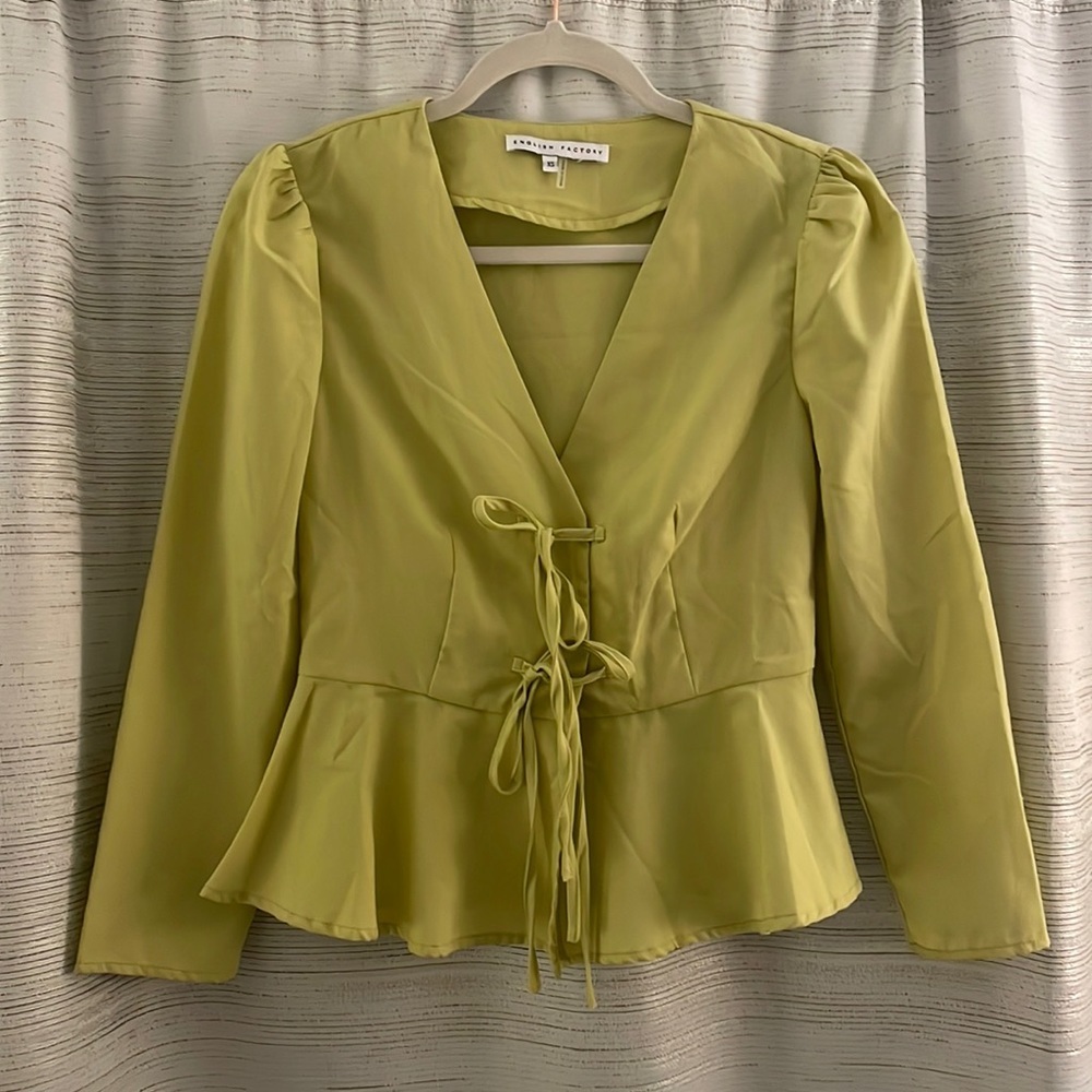 English Factory Lime Green Wrap Top